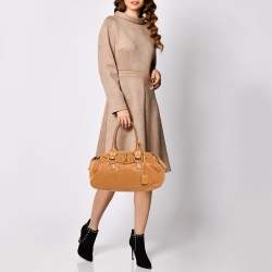 Pre Owned Yves Saint Laurent Caramel Brown Leather Muse Bowler Bag