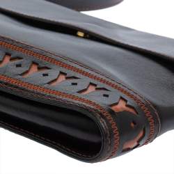 مملوكة مسبقًا حقيبة كتف ايف سان لوران فينتدج حرف شعار الماركة جلد بني وأسود