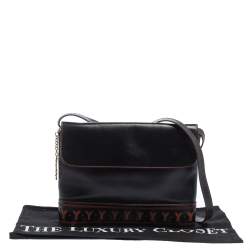 مملوكة مسبقًا حقيبة كتف ايف سان لوران فينتدج حرف شعار الماركة جلد بني وأسود