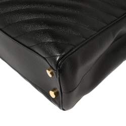 Pre Owned Saint Laurent Black Matelasse Leather Cassandre Shopper Tote