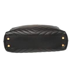 Pre Owned Saint Laurent Black Matelasse Leather Cassandre Shopper Tote