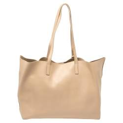 Pre Owned Saint Laurent Beige Leather E/W Shopper Tote