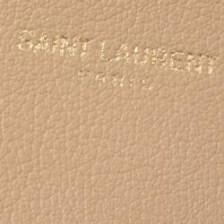 Pre Owned Saint Laurent Beige Leather E/W Shopper Tote
