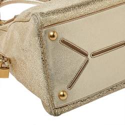 Pre Owned Saint Laurent Metallic Gold Textured Leather Medium Majorelle Tote 