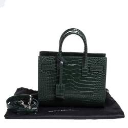 Pre Owned حقيبة سان لوران نانو كلاسيك ساك دي جور جلد نقش التمساح أخضر