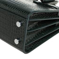 Pre Owned حقيبة سان لوران نانو كلاسيك ساك دي جور جلد نقش التمساح أخضر