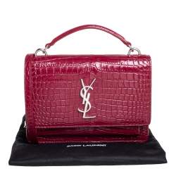 Saint Laurent Red Croc Leather Sunset Crossbody Bag