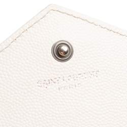 Pre Owned Saint Laurent White/Black Matelasse Leather Monogram Envelope Wallet on Chain
