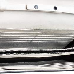 Pre Owned Saint Laurent White/Black Matelasse Leather Monogram Envelope Wallet on Chain