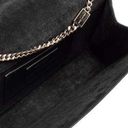 Pre Owned Saint Laurent Black Croc Embossed Leather Medium Kate Tassel Shoulder Bag