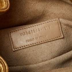 Pre Owned Saint Laurent Metallic Gold Leather Emmanuelle Drawstring Bucket Bag