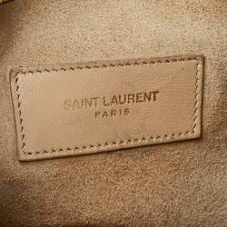 Pre Owned Saint Laurent Metallic Gold Leather Emmanuelle Drawstring Bucket Bag