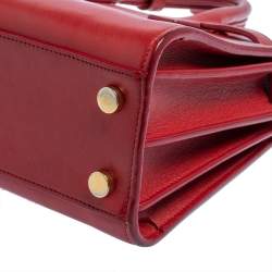 Pre Owned Saint Laurent Red Leather Nano Classic Sac De Jour Tote