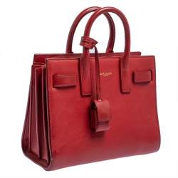 Pre Owned Saint Laurent Red Leather Nano Classic Sac De Jour Tote