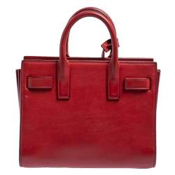 Pre Owned Saint Laurent Red Leather Nano Classic Sac De Jour Tote