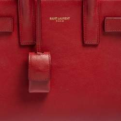 Pre Owned Saint Laurent Red Leather Nano Classic Sac De Jour Tote