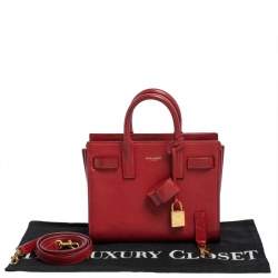 Pre Owned Saint Laurent Red Leather Nano Classic Sac De Jour Tote