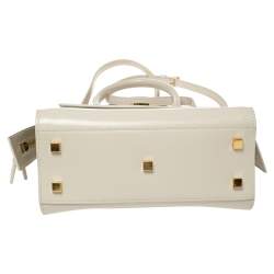 Pre Owned Saint Laurent Pearl White Leather Small Uptown Tote
