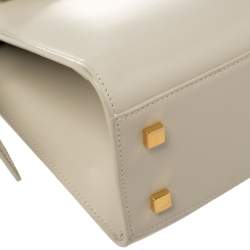 Pre Owned Saint Laurent Pearl White Leather Small Uptown Tote