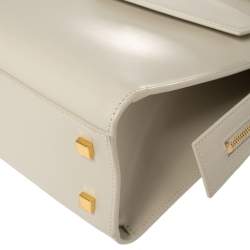 Pre Owned Saint Laurent Pearl White Leather Small Uptown Tote