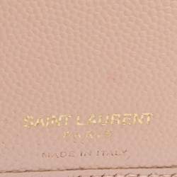 مملوكة مسبقًا Saint Laurent Nude Pink Matelassé Leather Monogram Trifold Wallet