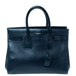 Pre Owned Saint Laurent Midnight Blue Leather Small Classic Sac De Jour Tote