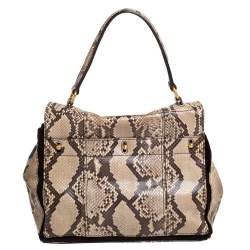 Pre Owned Saint Laurent Brown/Beige Python Leather Medium Muse Two Satchel