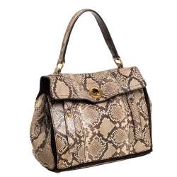 Pre Owned Saint Laurent Brown/Beige Python Leather Medium Muse Two Satchel