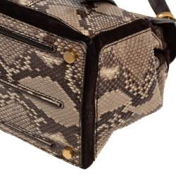 Pre Owned Saint Laurent Brown/Beige Python Leather Medium Muse Two Satchel