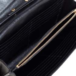 Pre Owned Saint Laurent Black Matelasse Leather Monogram Envelope Wallet on Chain