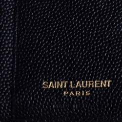 مملوكة مسبقًا Saint Laurent Black Matelassé Leather Monogram Trifold Wallet