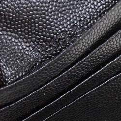 مملوكة مسبقًا Saint Laurent Black Matelassé Leather Monogram Trifold Wallet