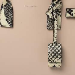 Pre Owned Saint Laurent Pale Pink Leather and Python Embossed Leather Baby Classic Sac De Jour Tote