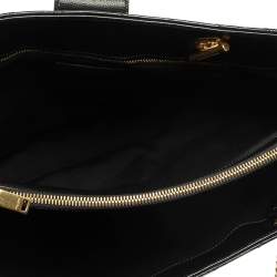 Pre Owned Saint Laurent Black Matelasse Leather Cassandre Shopper Tote