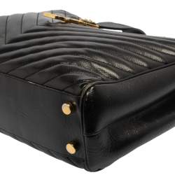 Pre Owned Saint Laurent Black Matelasse Leather Cassandre Shopper Tote