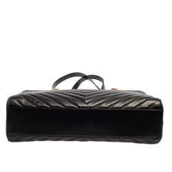 Pre Owned Saint Laurent Black Matelassé Leather Tribeca Chain Tote