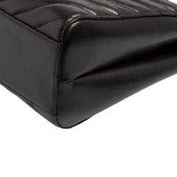 Pre Owned Saint Laurent Black Matelassé Leather Tribeca Chain Tote