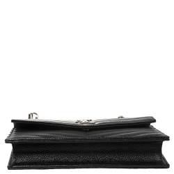 Pre Owned Saint Laurent Black Matelasse Leather Monogram Envelope Wallet on Chain