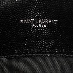 Pre Owned Saint Laurent Black Matelasse Leather Monogram Envelope Wallet on Chain