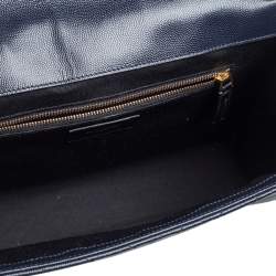 Pre Owned Saint Laurent Blue Chevron Quilted Leather Monogram Envelope Shoulder Bag