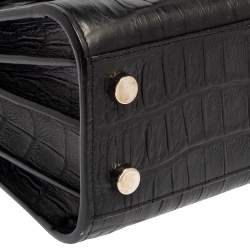 Pre Owned Saint Laurent Black Croc Embossed Leather Nano Classic Sac De Jour Tote