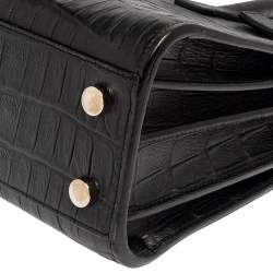 Pre Owned Saint Laurent Black Croc Embossed Leather Nano Classic Sac De Jour Tote