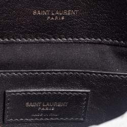 مملوكة مسبقًا حقيبة سان لوران كوليدج جلد أسود نفط شيفرون مبطن بيد علوية