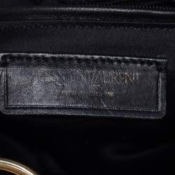 Pre Owned Saint Laurent Black Fringed Suede  and Leather La Boheme Hobo