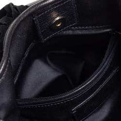 Pre Owned Saint Laurent Black Fringed Suede  and Leather La Boheme Hobo