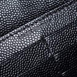 مملوكة مسبقًا Saint Laurent Black Matelassé Leather Monogram Envelope Wallet
