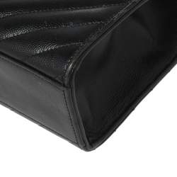 Pre Owned حقيبة كتف سان لوران إنفيلوب جلد شيفرون مبطن مونوغرامي أسود 