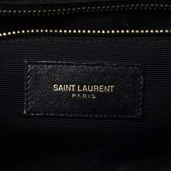 Pre Owned حقيبة كتف سان لوران إنفيلوب جلد شيفرون مبطن مونوغرامي أسود 