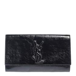 مملوكة مسبقًا Yves Saint Laurent Black Patent Leather Belle De Jour Flap Clutch