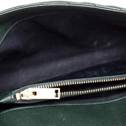 Pre Owned Saint Laurent Green Matelassé Leather Medium College Top Handle Bag